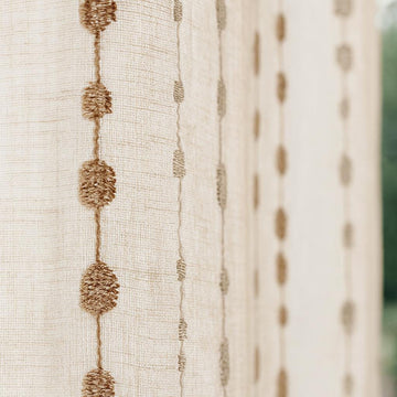 Sheer Linen Curtains: Ivory with Taupe and Silver Dots - Custom Sizes — image 1
