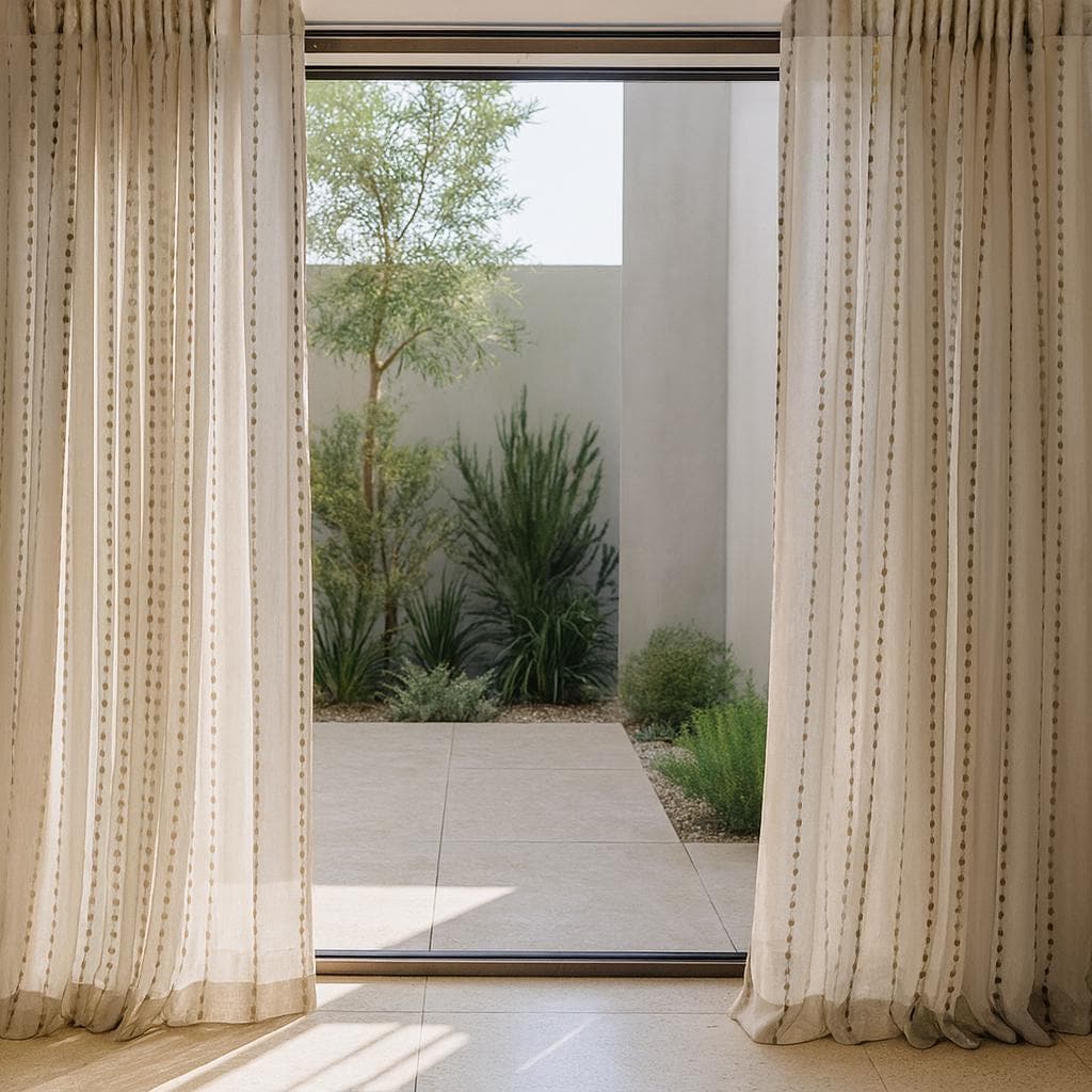 Sheer Linen Curtains: Ivory with Taupe and Silver Dots - Custom Sizes — image 4