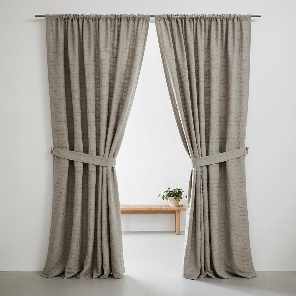 Warm Greige Cotton-Linen Curtains - Handmade, Light-Filtering or Blackout — image 4
