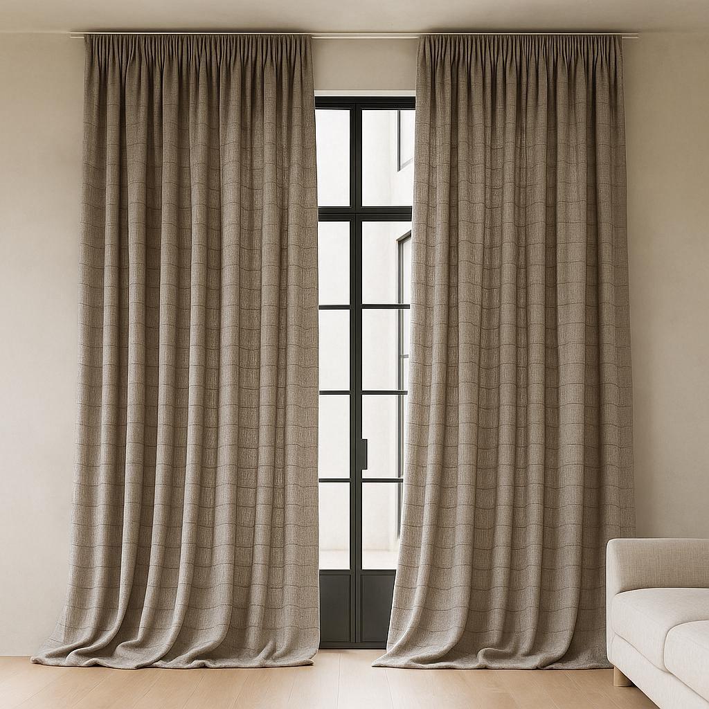 Warm Greige Cotton-Linen Curtains - Handmade, Light-Filtering or Blackout — image 10