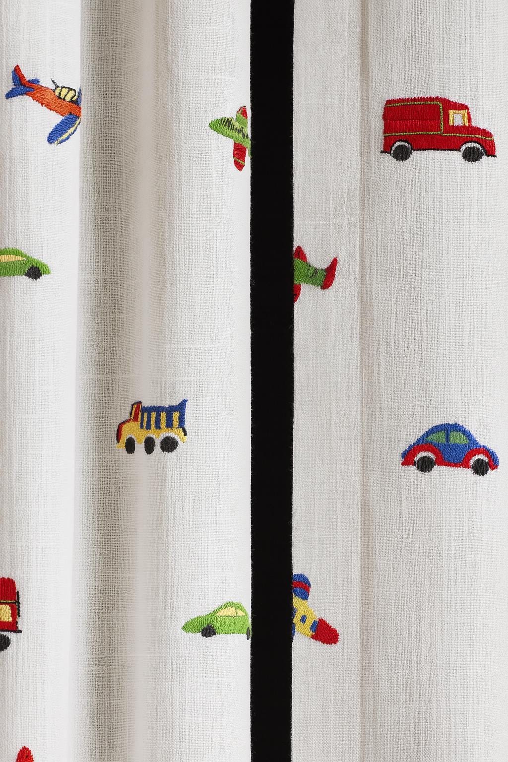 Kids Blackout Curtain, Organic Linen, Cars & Planes (Single Panel) — image 7