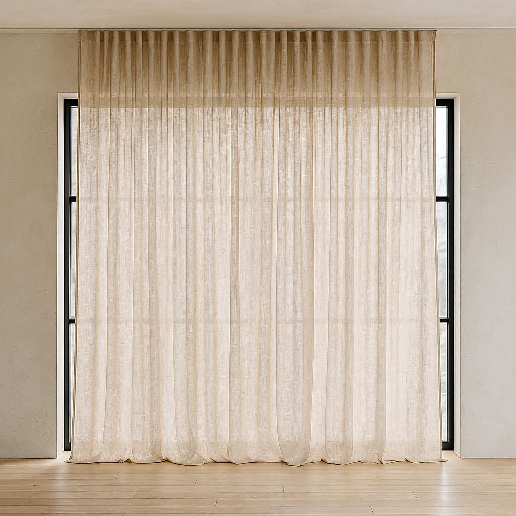 Natural Linen Sheer Curtains, Oatmeal Beige (Custom Lengths & Widths) — image 8