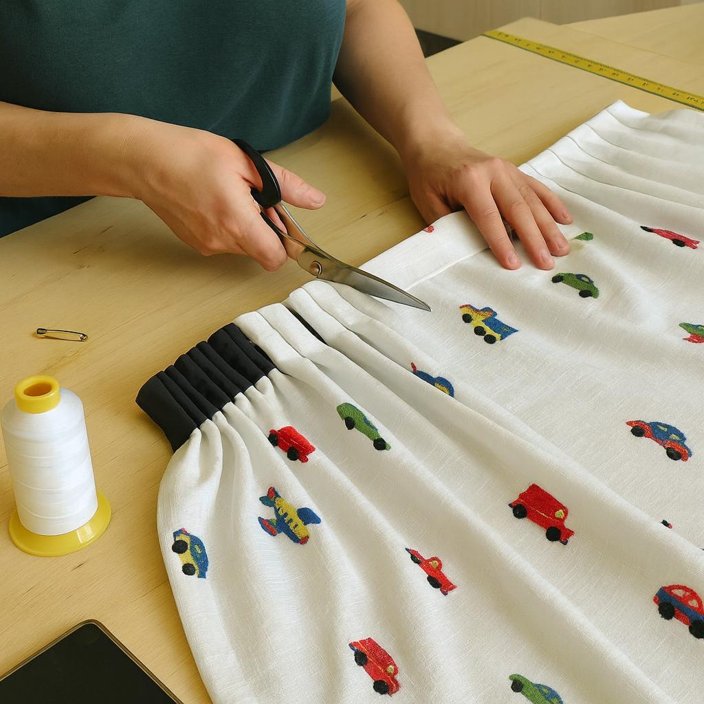 Kids Blackout Curtain, Organic Linen, Cars & Planes (Single Panel) — image 8