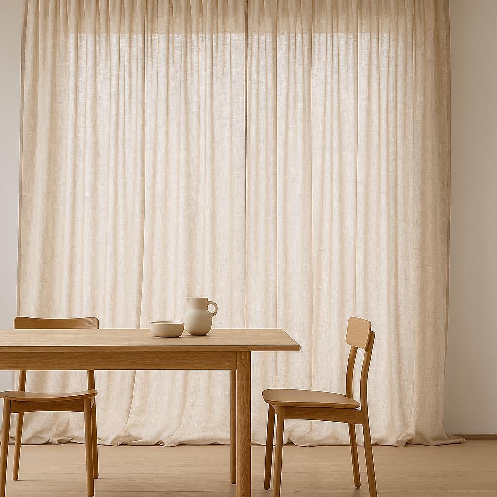 Natural Linen Sheer Curtains, Oatmeal Beige (Custom Lengths & Widths) — image 9