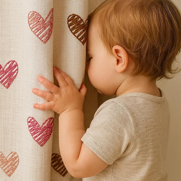 Nursery Curtains: Linen with Embroidered Hearts (Blackout or Light-Filtering) — image 1