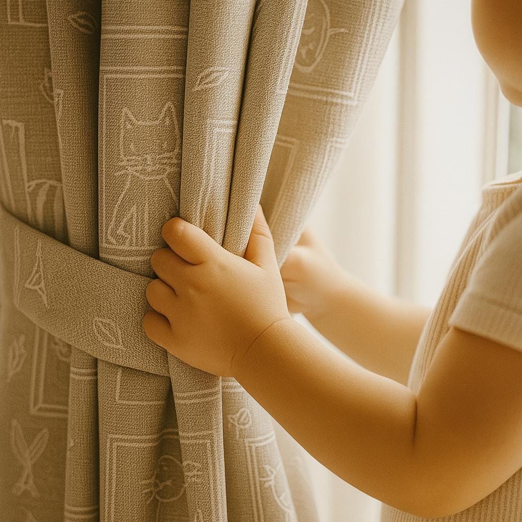 Kids Nursery Curtains: Taupe Linen with Animal Print - Custom Sizes — image 2
