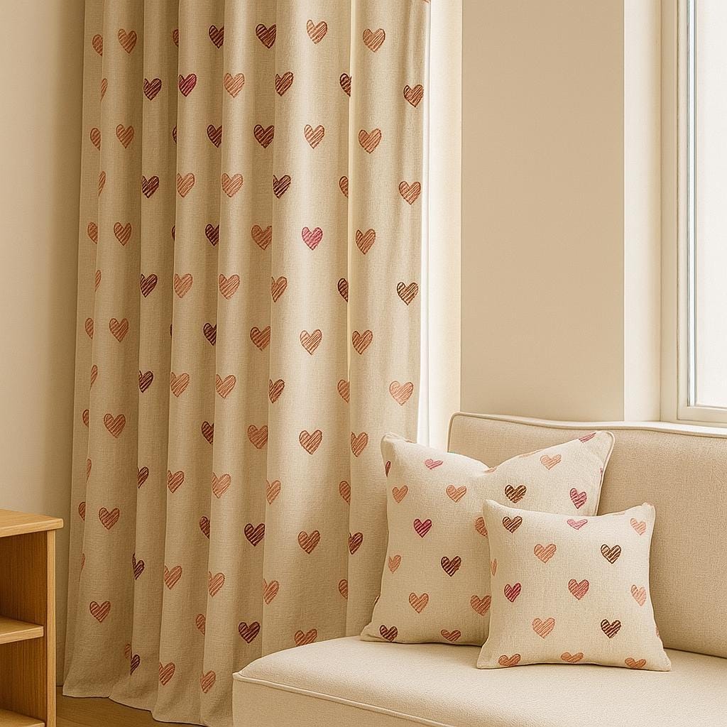 Nursery Curtains: Linen with Embroidered Hearts (Blackout or Light-Filtering) — image 4