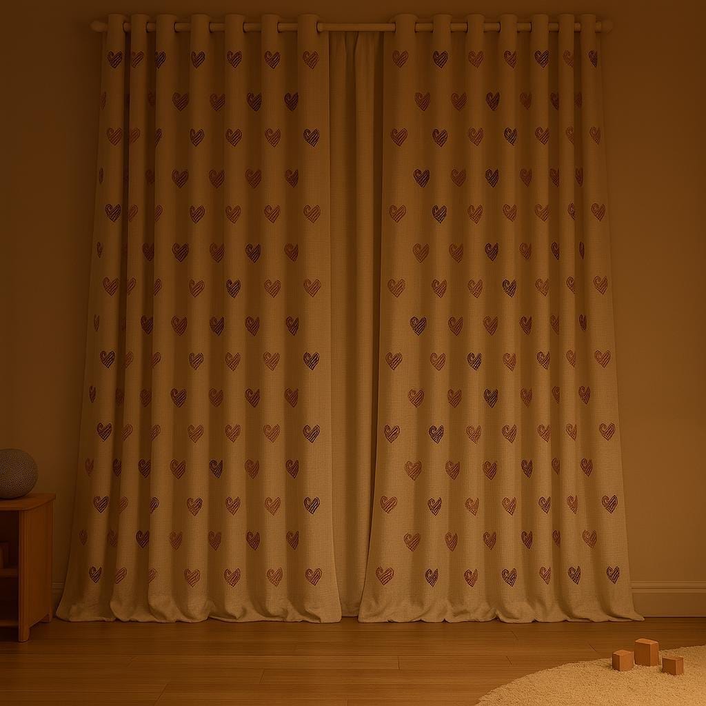 Nursery Curtains: Linen with Embroidered Hearts (Blackout or Light-Filtering) — image 6
