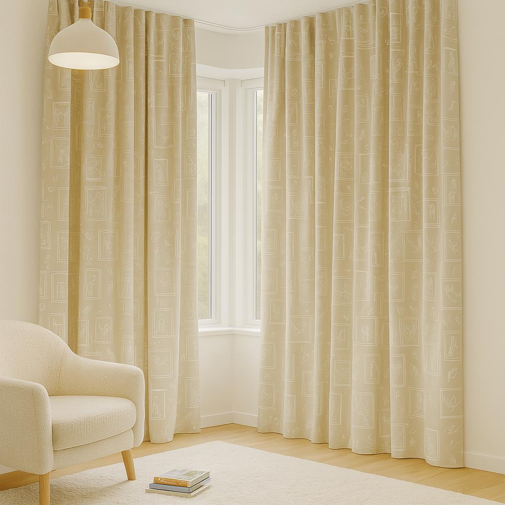 Kids Nursery Curtains: Taupe Linen with Animal Print - Custom Sizes — image 8