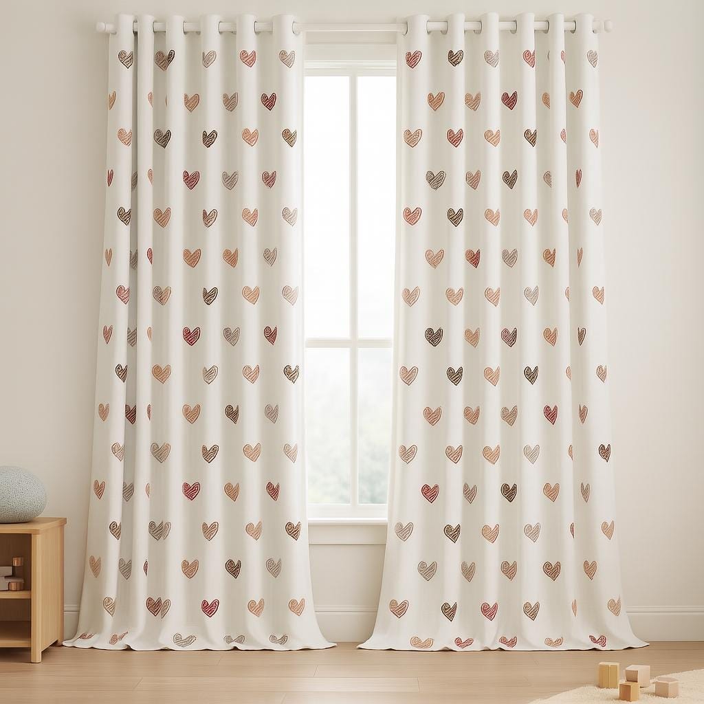 Nursery Curtains: Linen with Embroidered Hearts (Blackout or Light-Filtering) — image 8