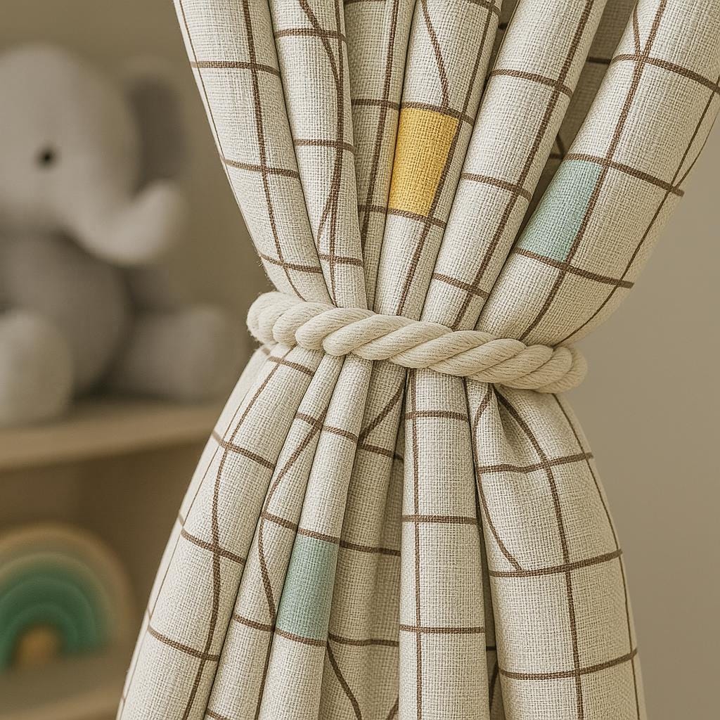 Colorblock Linen Curtains - Custom Size, Blackout or Cotton Lining — image 2