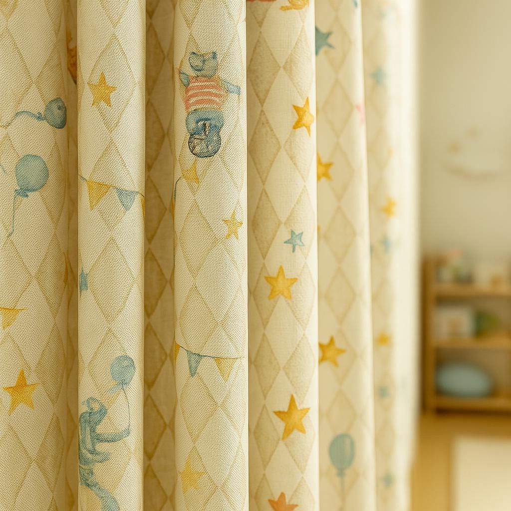 Ivory Circus Animal Curtains: Linen Nursery Drapes with Blackout Liner — image 2