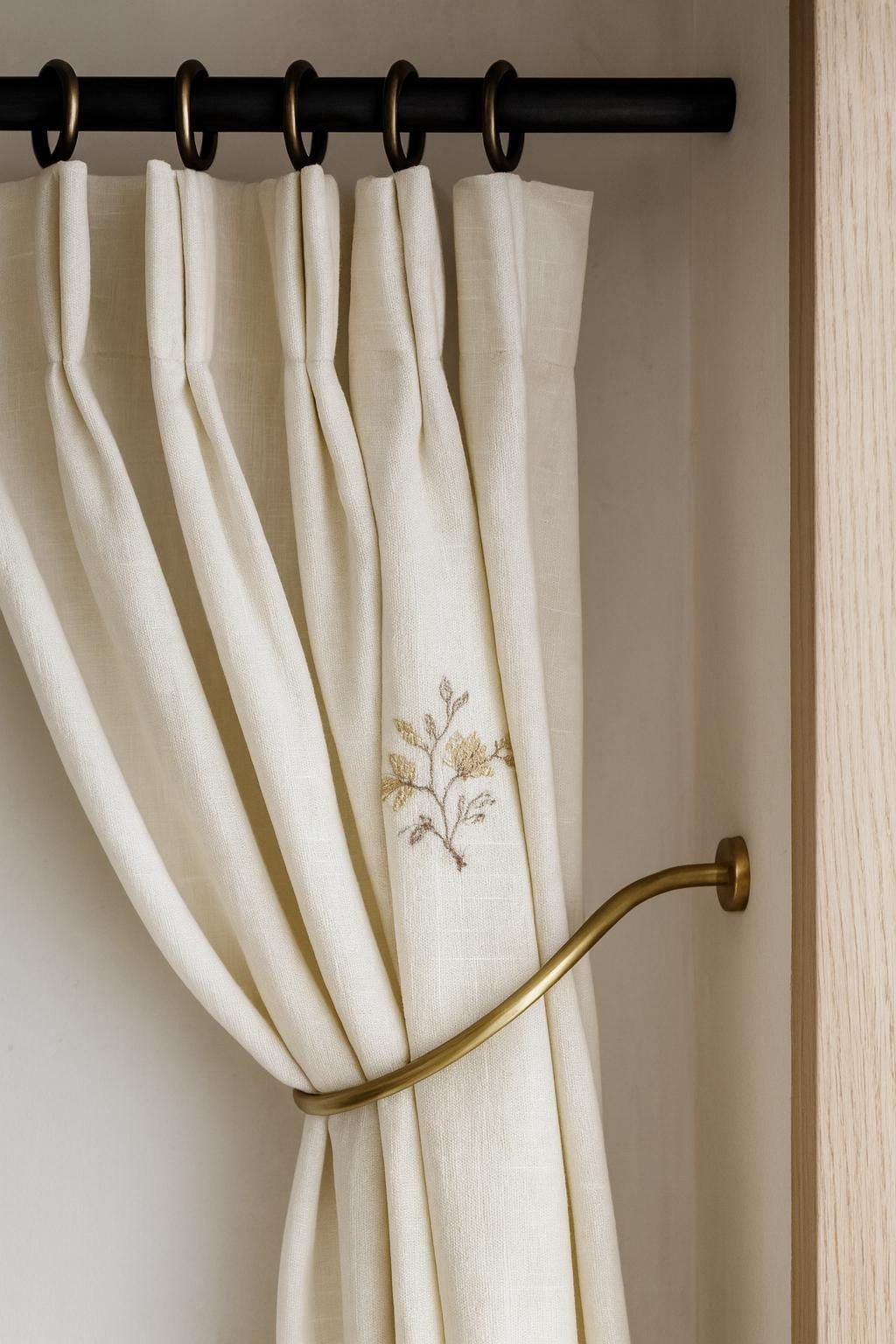 Sheer Linen Curtains: Neutral Floral Embroidery (Custom Width & Height) — image 10