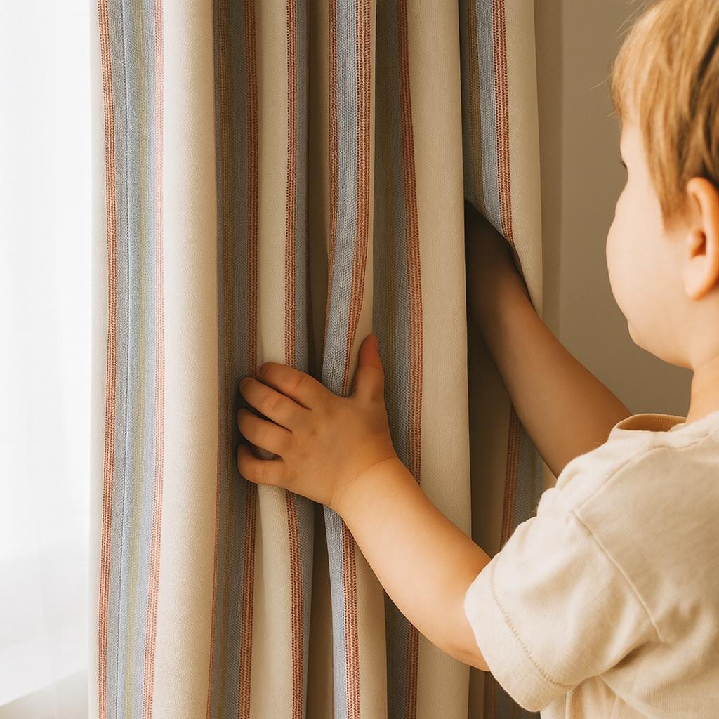 Organic Cotton Kids Curtains - Pastel Stripes, Custom Sizes — image 1