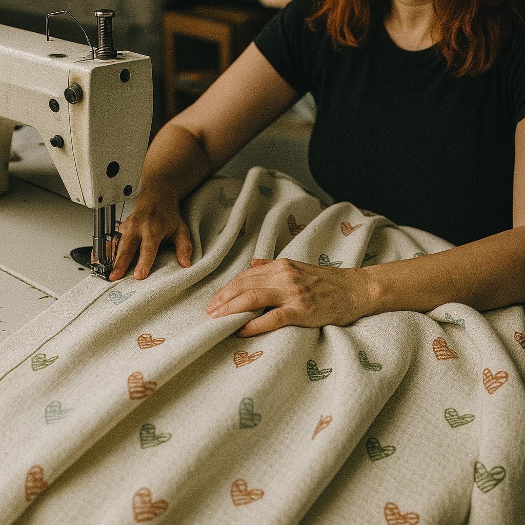 Nursery Curtains: Embroidered Hearts on White Linen - Blackout Option — image 6