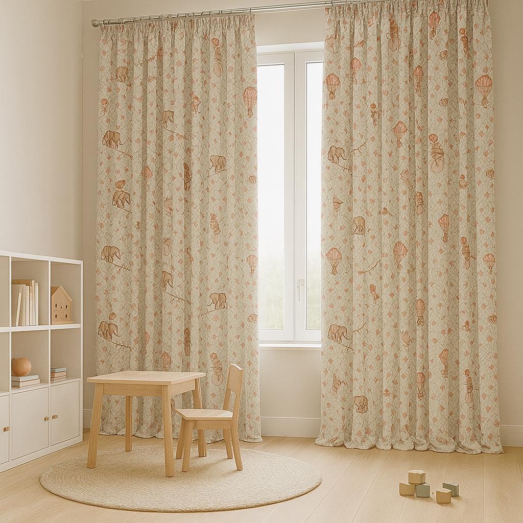 Nursery Curtains: Vintage Circus Animals & Balloons (Custom Sizes Available) — image 5