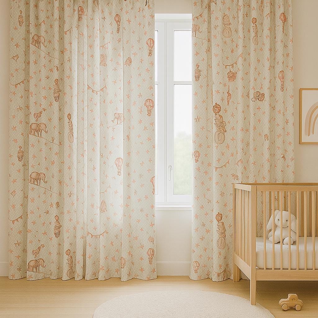 Nursery Curtains: Vintage Circus Animals & Balloons (Custom Sizes Available) — image 7