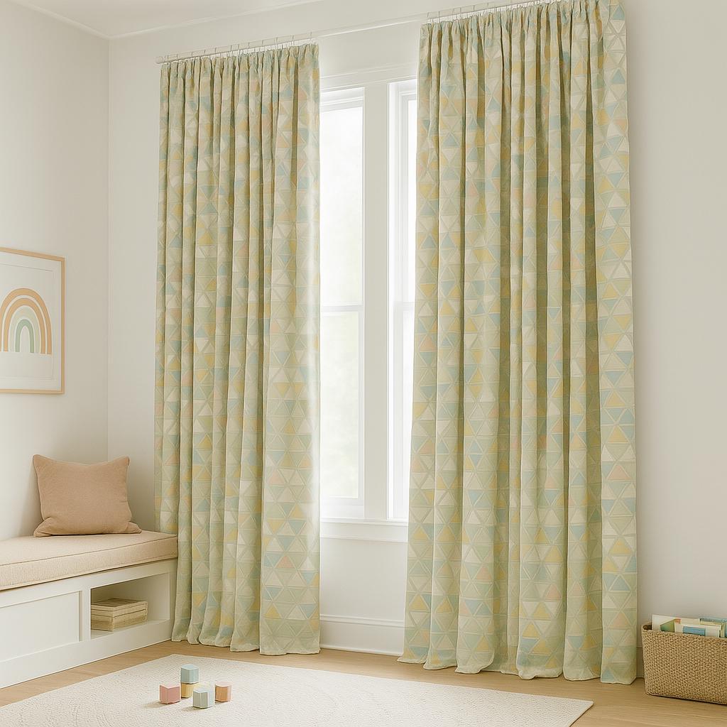 Blackout Curtains: Pastel Geometric Linen for Kids (Custom Lengths) — image 2