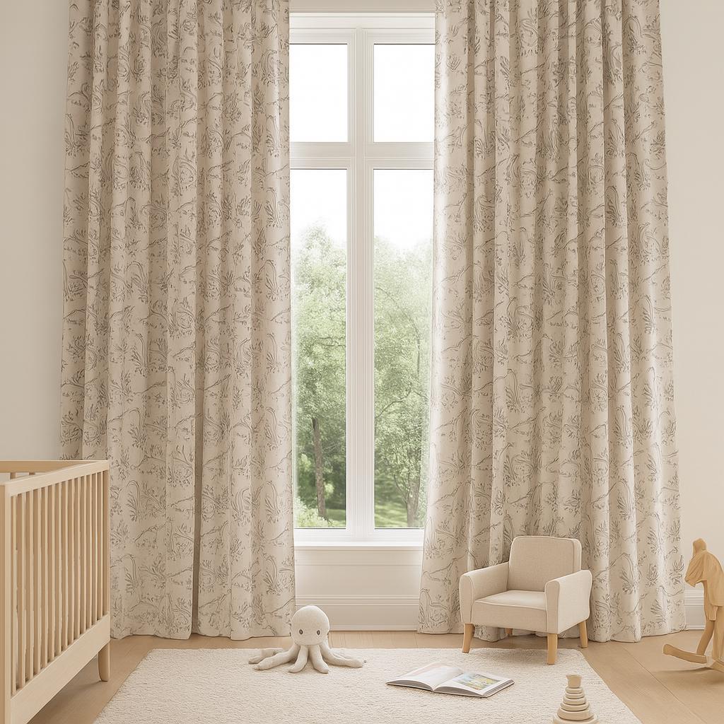 Kids Dinosaur Curtains: Linen with Blackout or Organic Cotton Liner - Custom Size — image 3