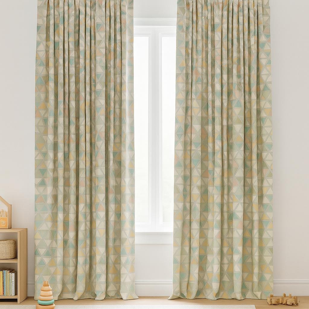 Blackout Curtains: Pastel Geometric Linen for Kids (Custom Lengths) — image 3