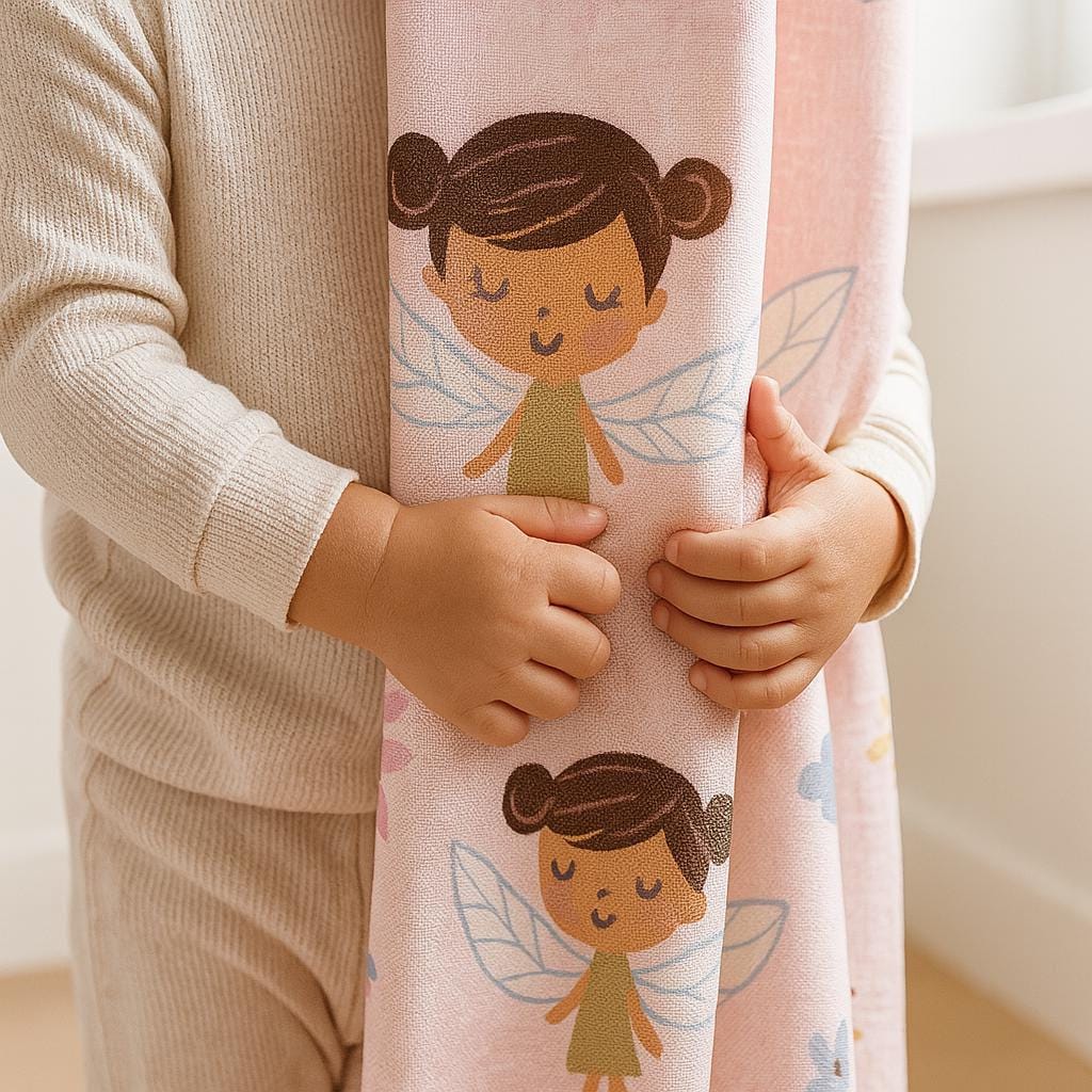 Pink Fairy Nursery Curtains - Linen, Blackout or Light-Filtering Liner — image 1