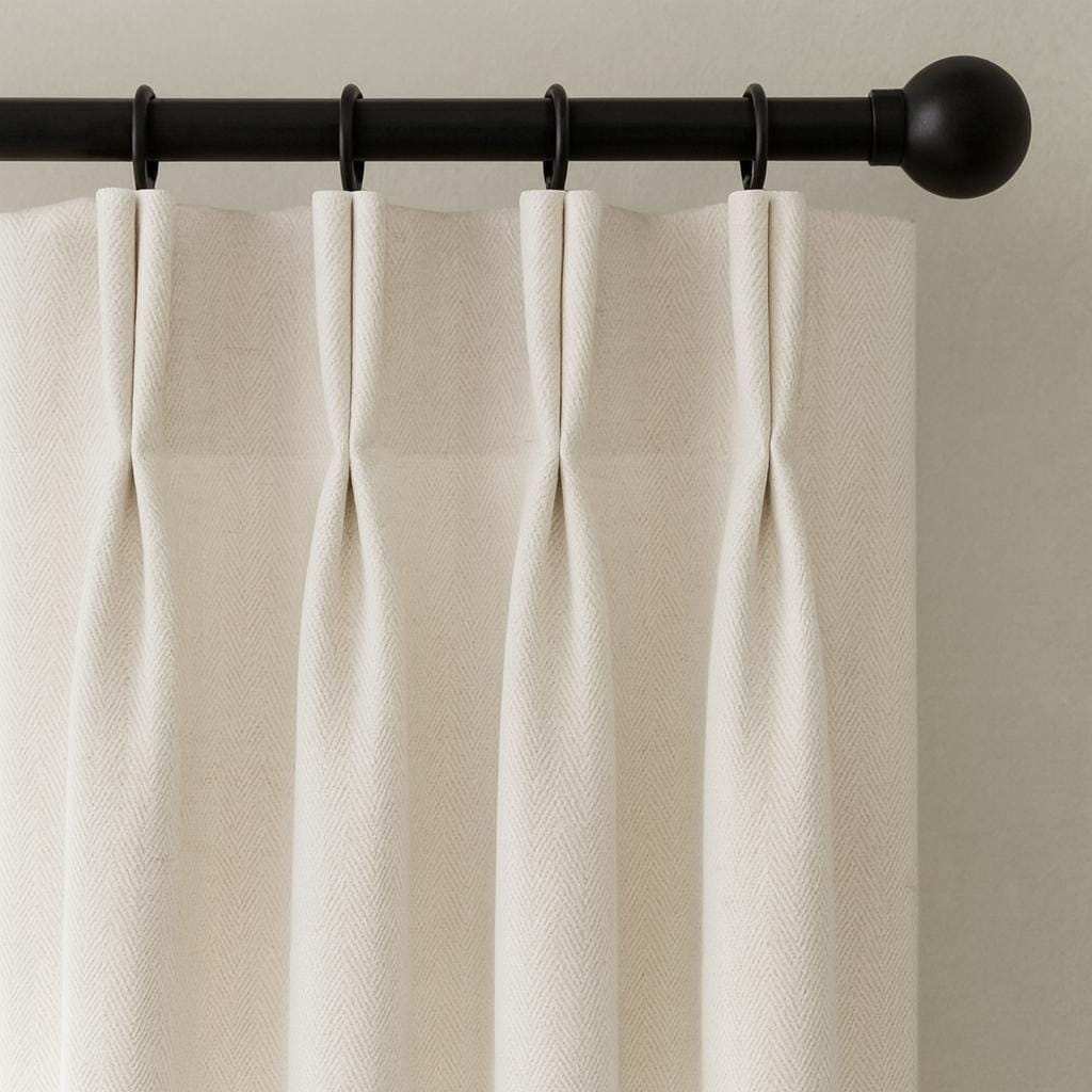 Ivory Linen Curtains: Pinch Pleat, Custom Sizes, Blackout or Cotton Lined — image 1