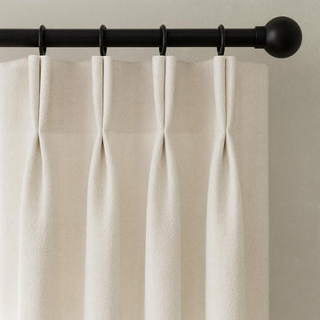 Ivory Linen Curtains: Pinch Pleat, Custom Sizes, Blackout or Cotton Lined — image 1