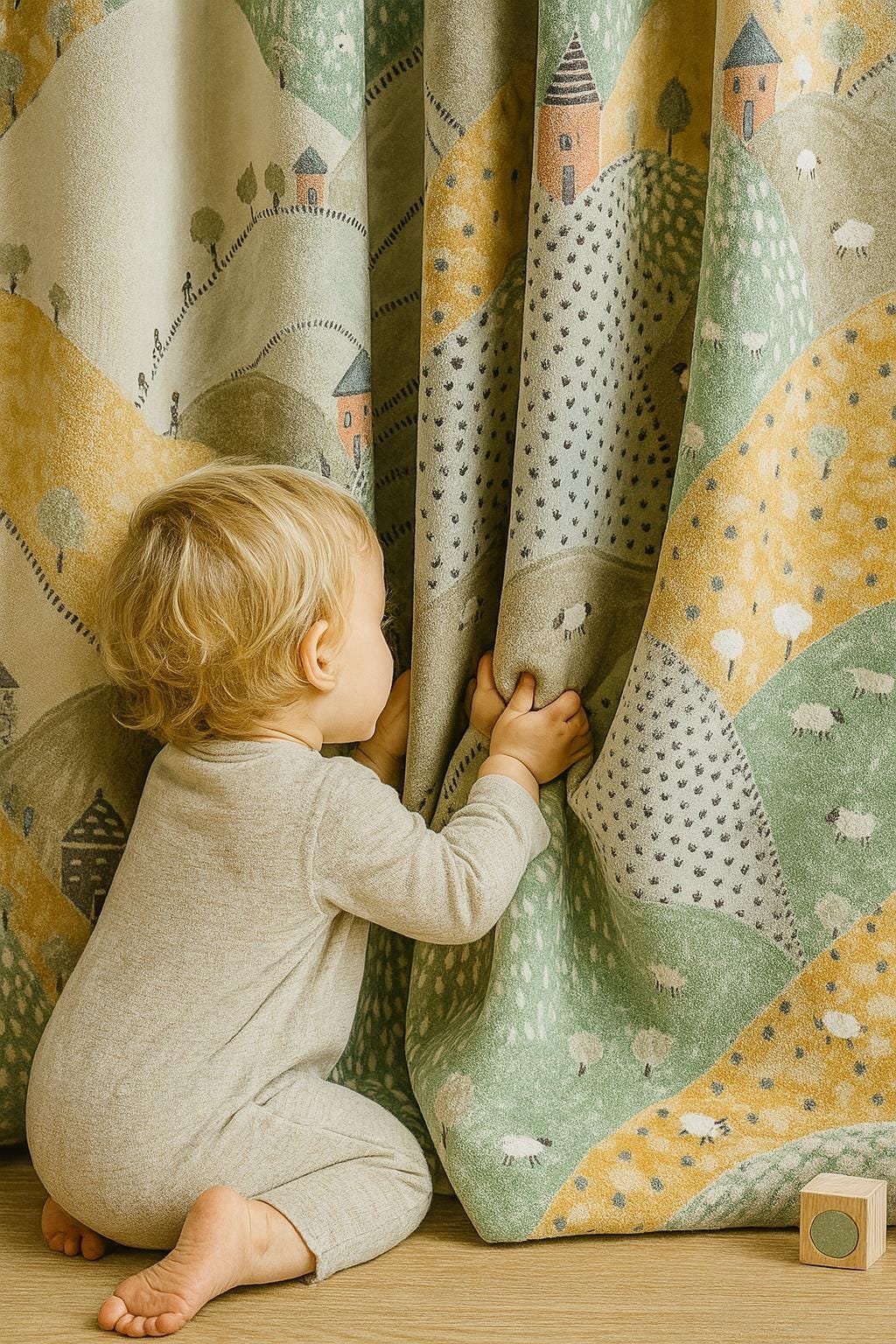 Pastel Hills Velvet Curtains, Kids Nursery Blackout (Custom Sizes 50-100") — image 1