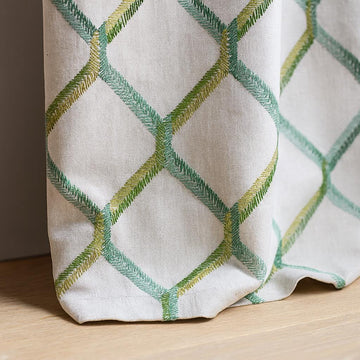 Linen Blackout Curtains: Organic Fabric with Embroidered Trellis (Custom Fit) — image 1