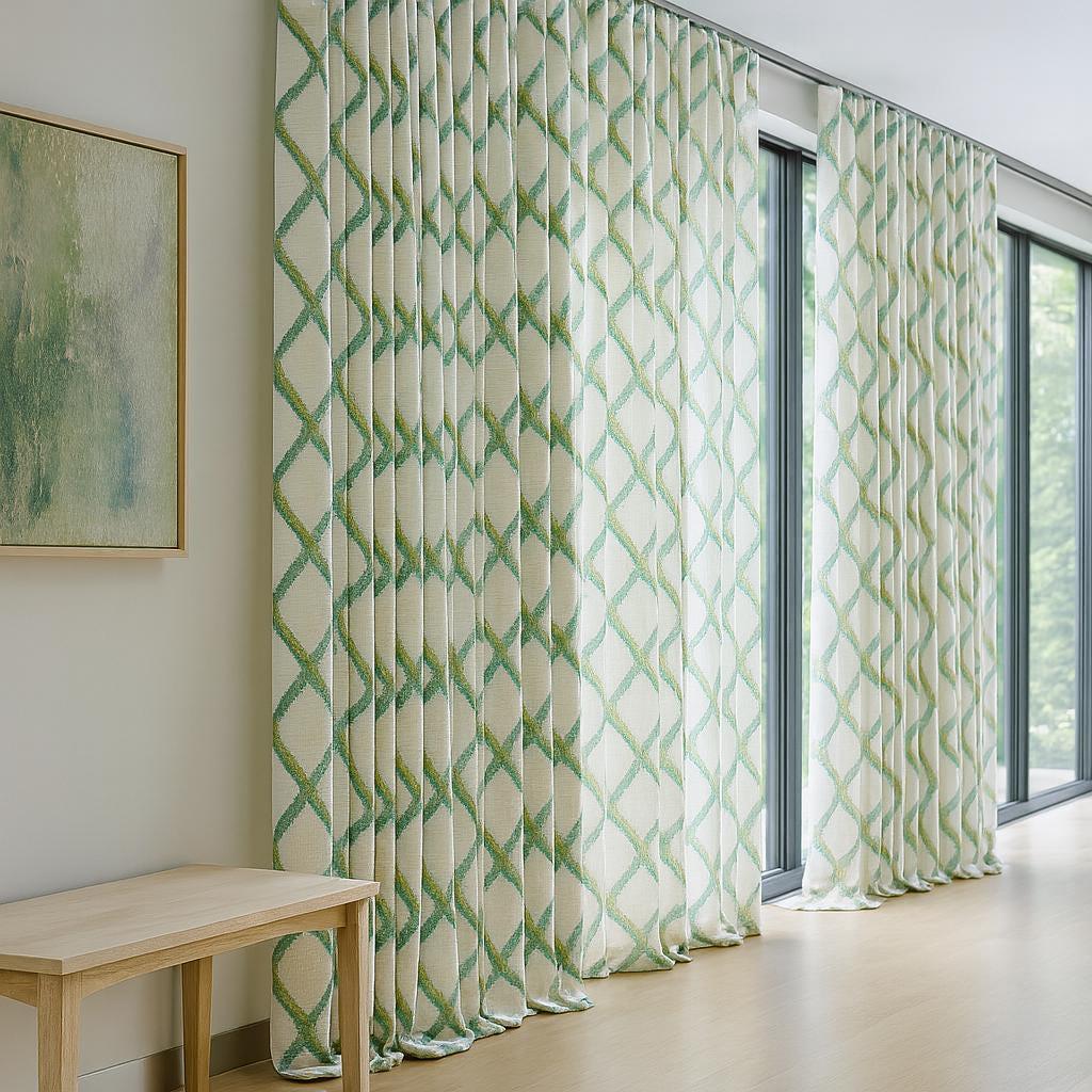 Linen Blackout Curtains: Organic Fabric with Embroidered Trellis (Custom Fit) — image 4