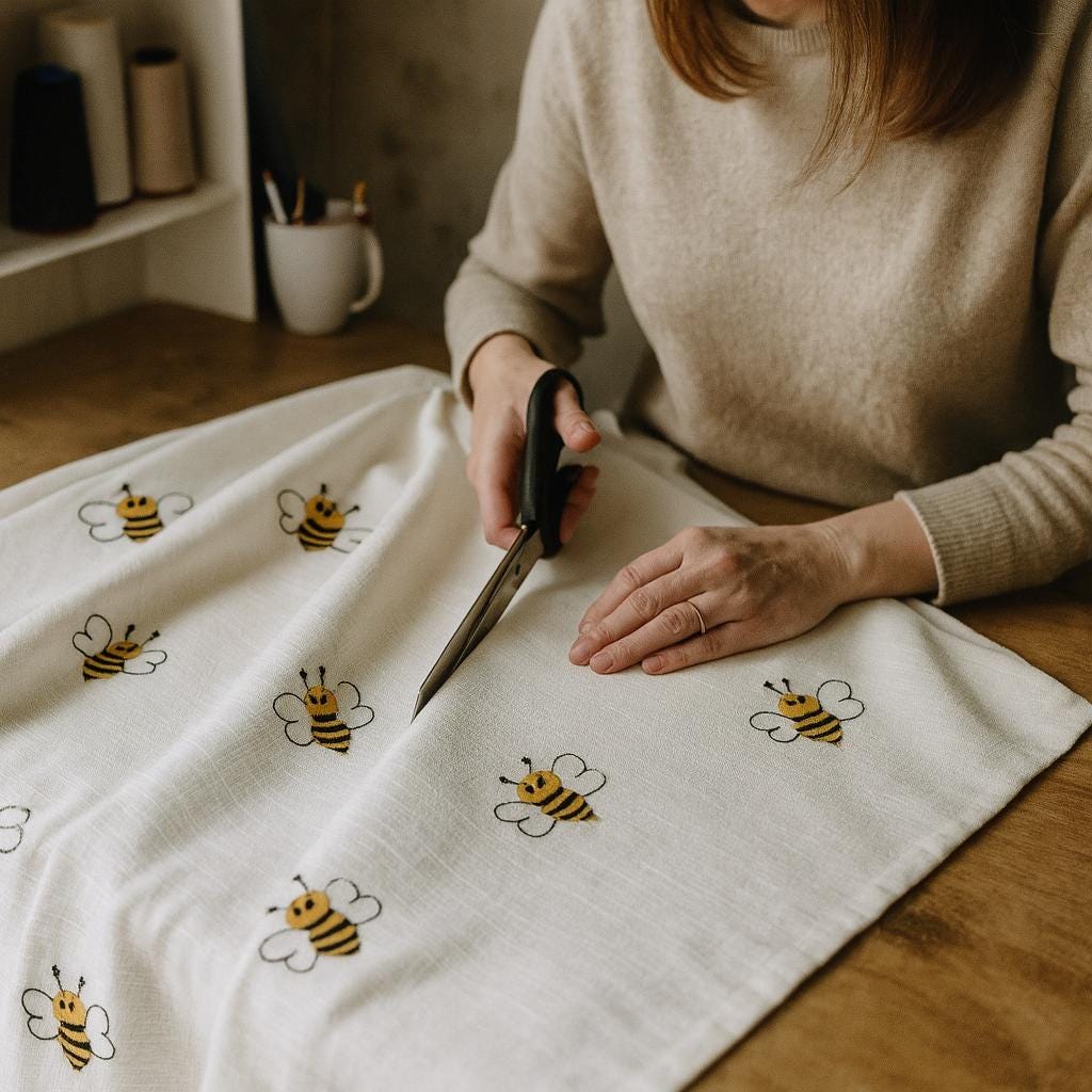 Nursery Curtains: Organic Linen with Cheerful Bee Embroidery (Custom Sizes) — image 7