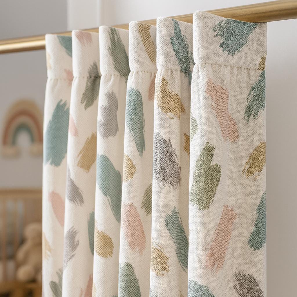 Organic Linen Curtains: Painted Brushstroke Design (Blackout or Cotton Lined) — image 1
