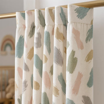 Organic Linen Curtains: Painted Brushstroke Design (Blackout or Cotton Lined) — image 1