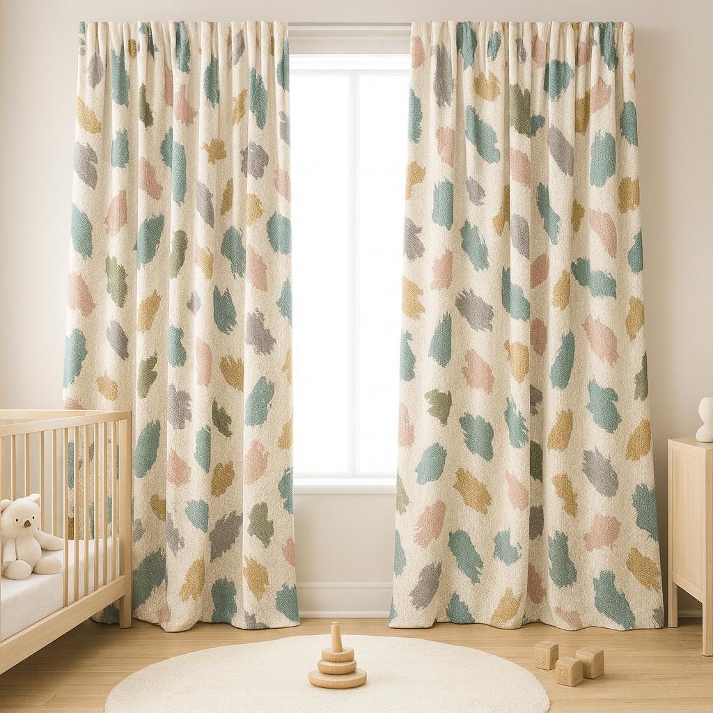 Organic Linen Curtains: Painted Brushstroke Design (Blackout or Cotton Lined) — image 2