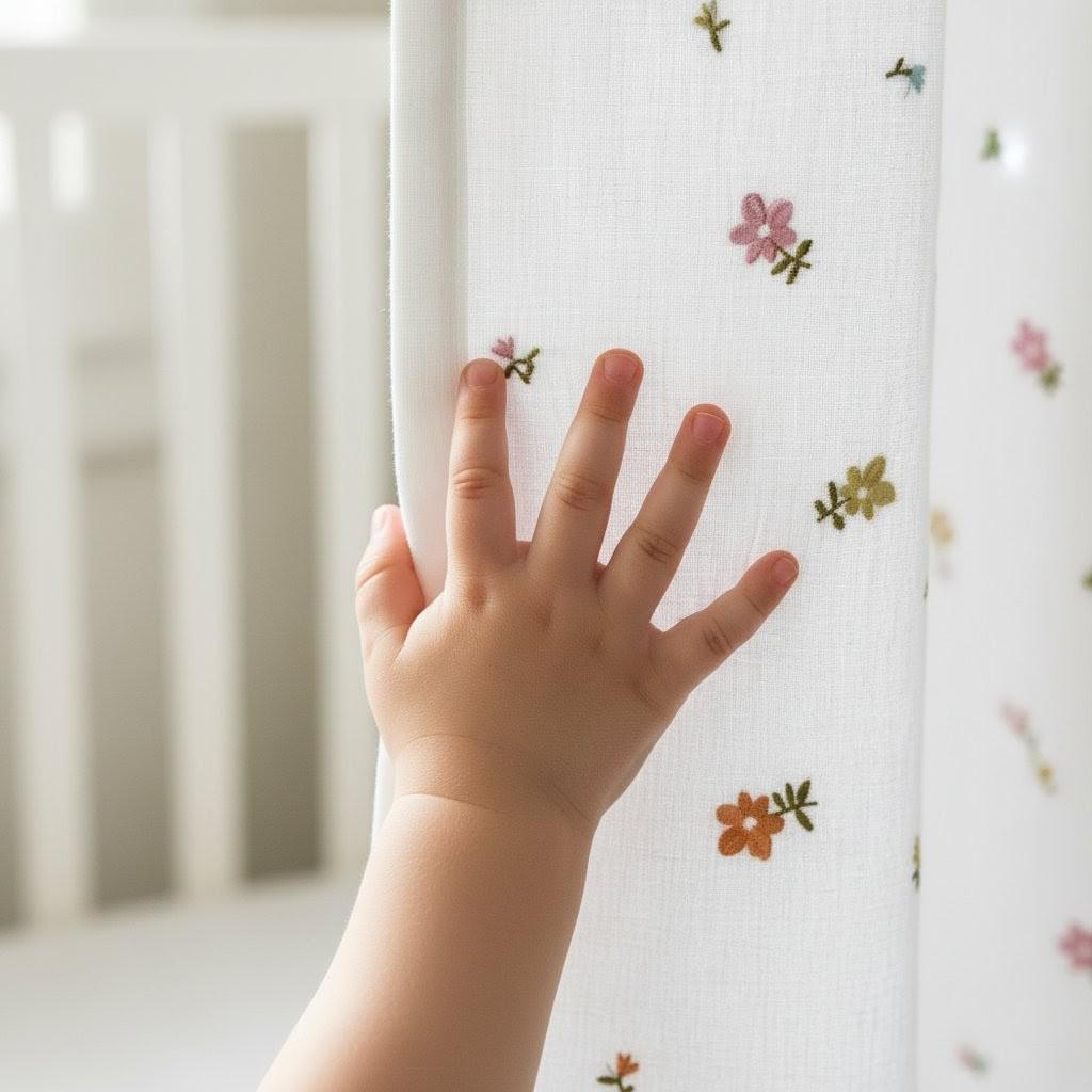 Linen Nursery Curtains, Pinch Pleated, Pastel Flowers (Cotton or Blackout Liner) — image 5