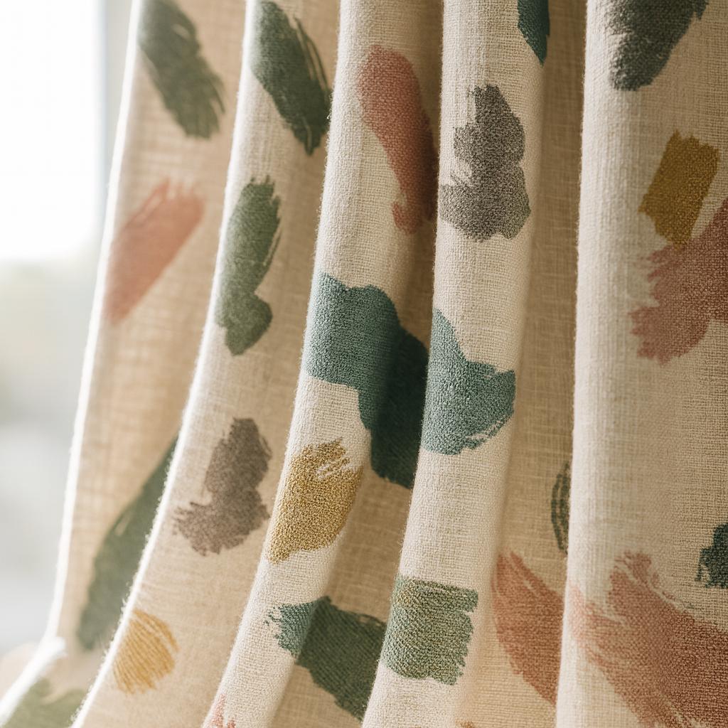 Organic Linen Curtains: Painted Brushstroke Design (Blackout or Cotton Lined) — image 7