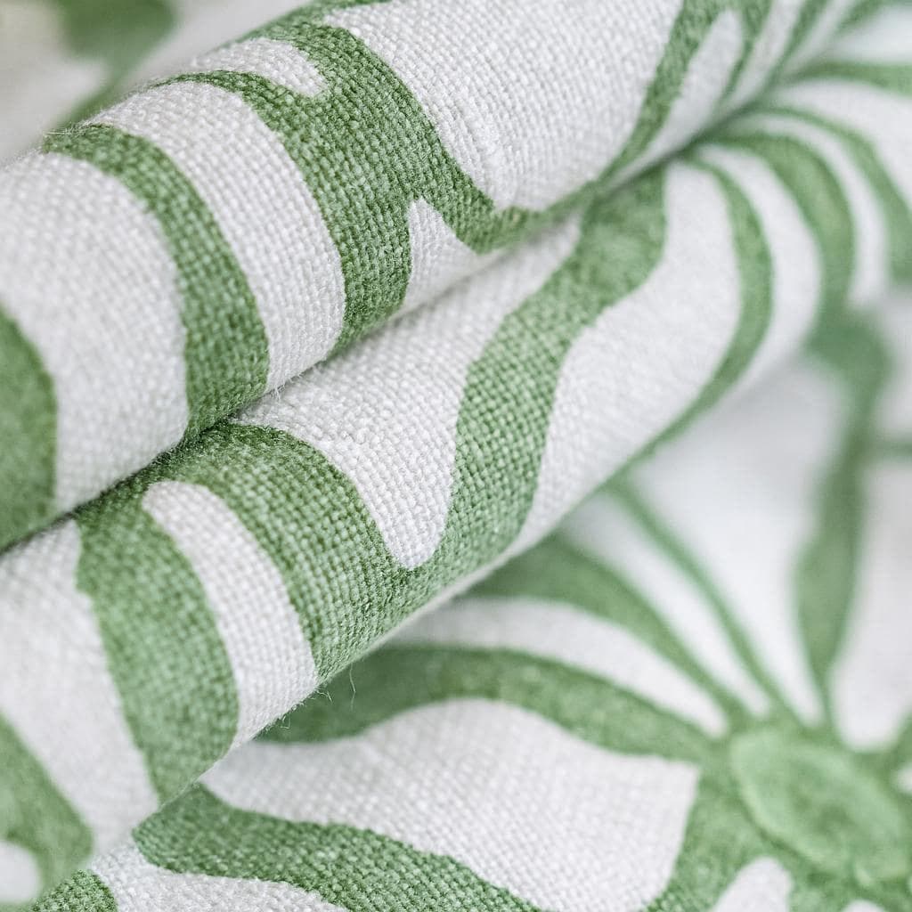 Hand Block Printed Curtains: Sage Green Floral Design (Single or Pair, Custom Size) — image 7