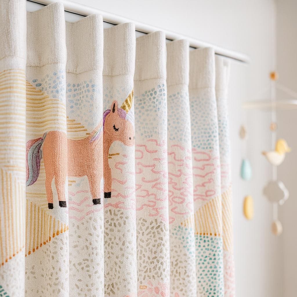 Unicorn Linen Curtains, Embroidered Blackout (Custom Sizes Available) — image 5