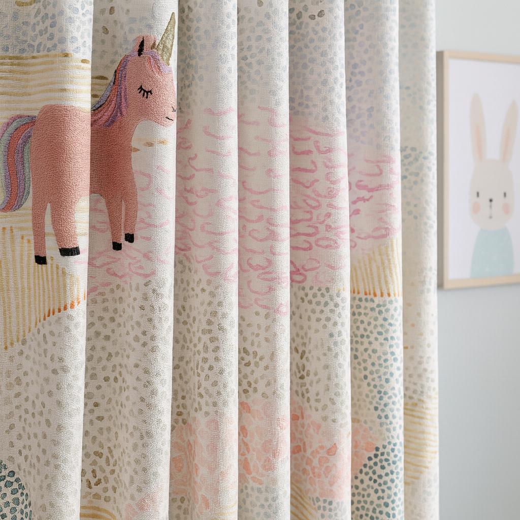Unicorn Linen Curtains, Embroidered Blackout (Custom Sizes Available) — image 7
