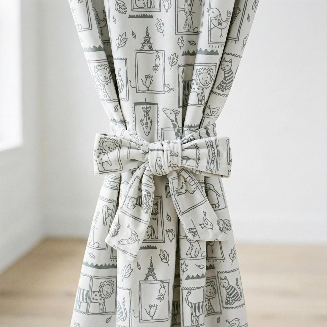 Blackout Kids Curtains: Safari Animal Print Linen (Single or Pair) — image 1