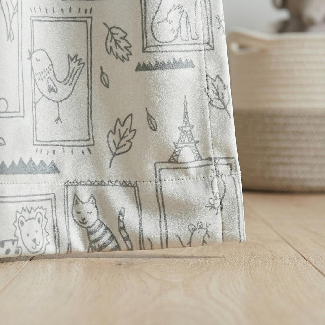 Blackout Kids Curtains: Safari Animal Print Linen (Single or Pair) — image 1