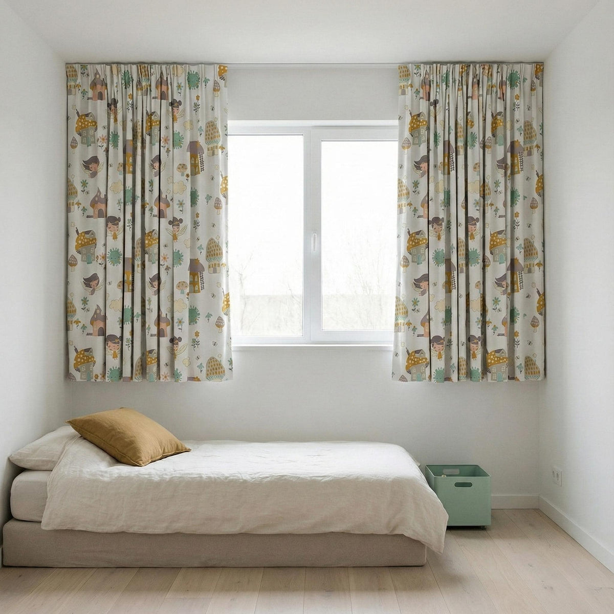 Blackout Linen Curtains: Fairy & Mushroom Print - Soft Pastel Colors — image 8