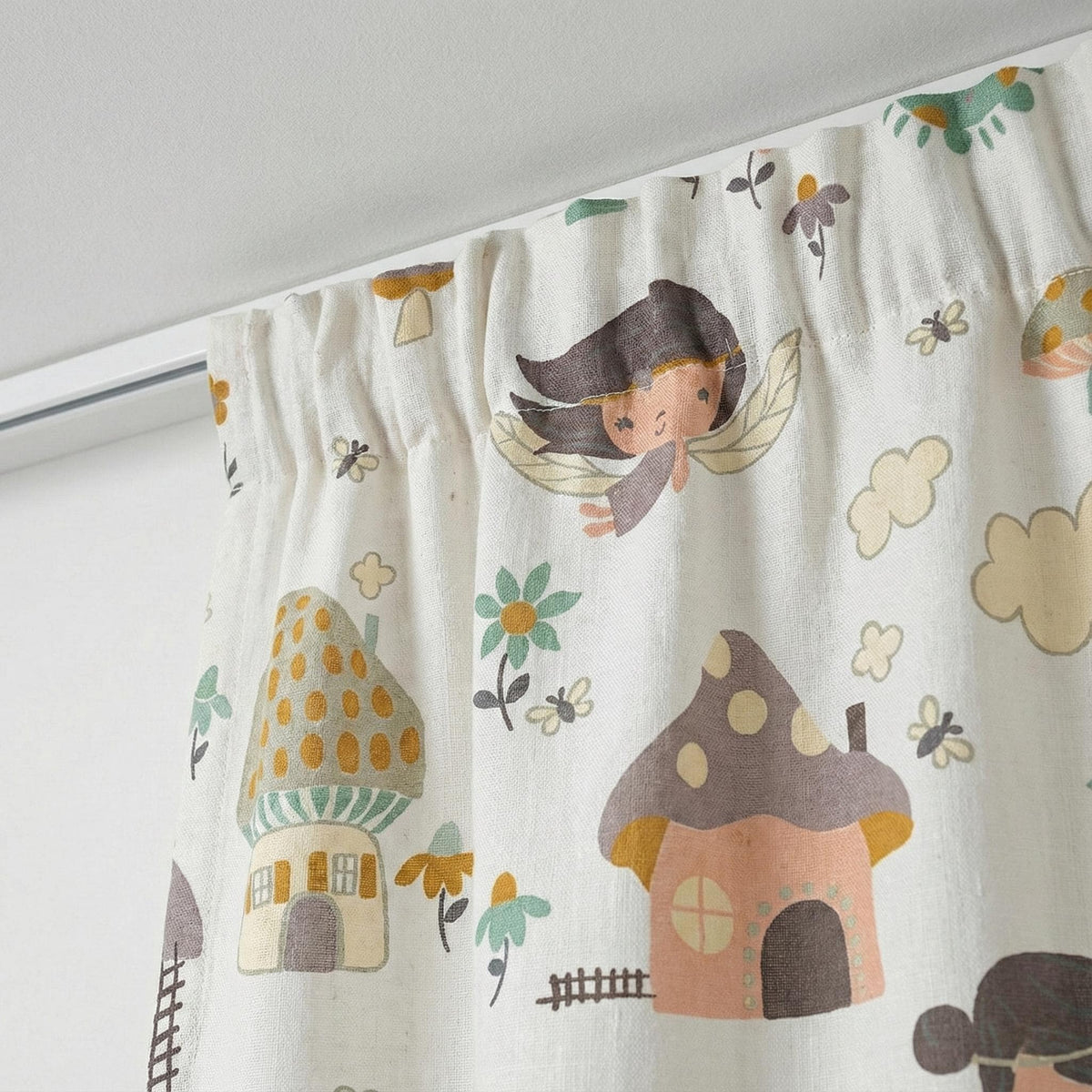 Blackout Linen Curtains: Fairy & Mushroom Print - Soft Pastel Colors — image 10