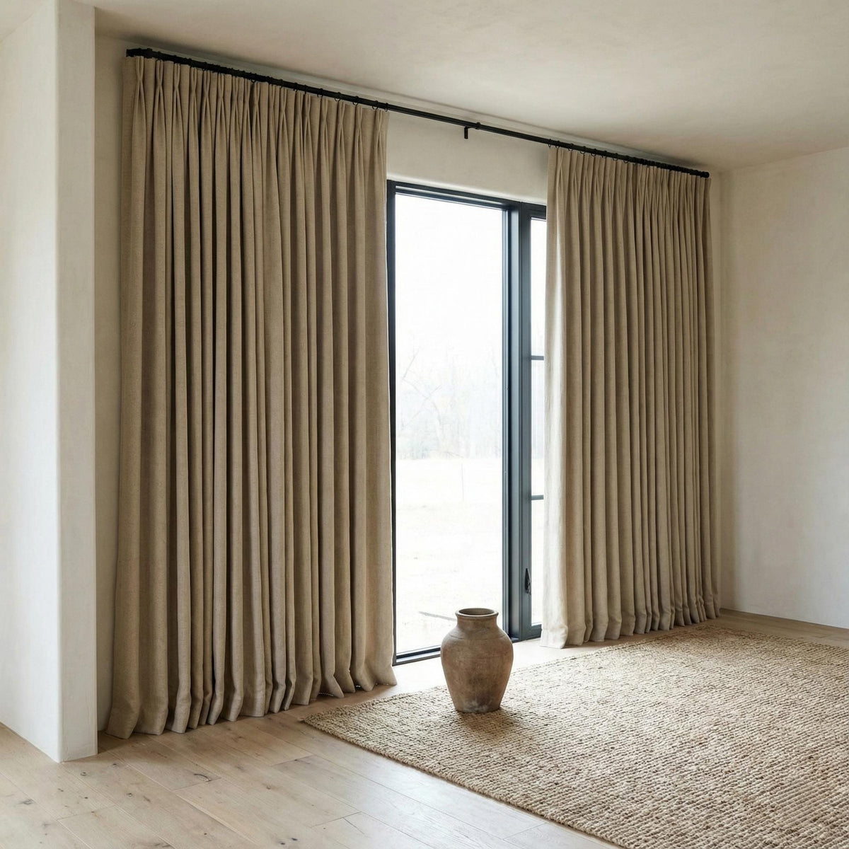 Blackout Linen Curtains: Organic Fabric, Warm Oatmeal Beige - Custom Sizes — image 7