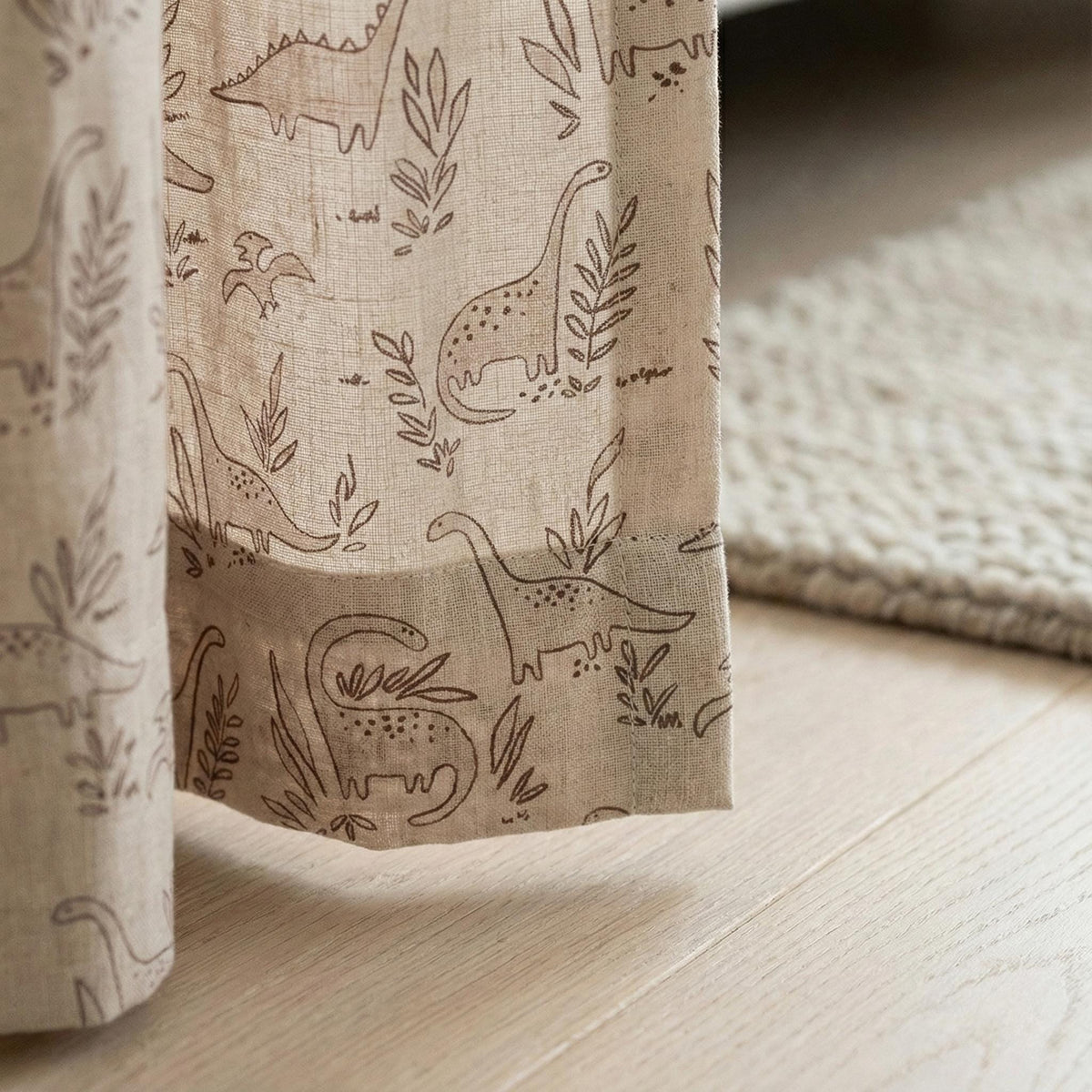 Blush Linen Dinosaur Curtains: Kids Blackout or Light-Filtering Drapes — image 1