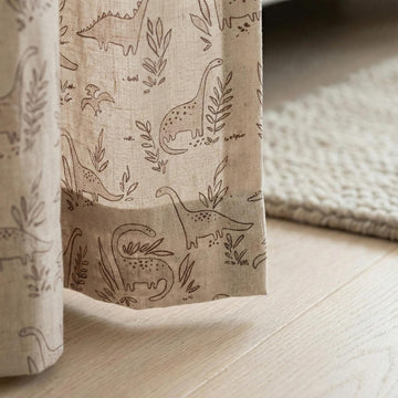 Blush Linen Dinosaur Curtains: Kids Blackout or Light-Filtering Drapes — image 1
