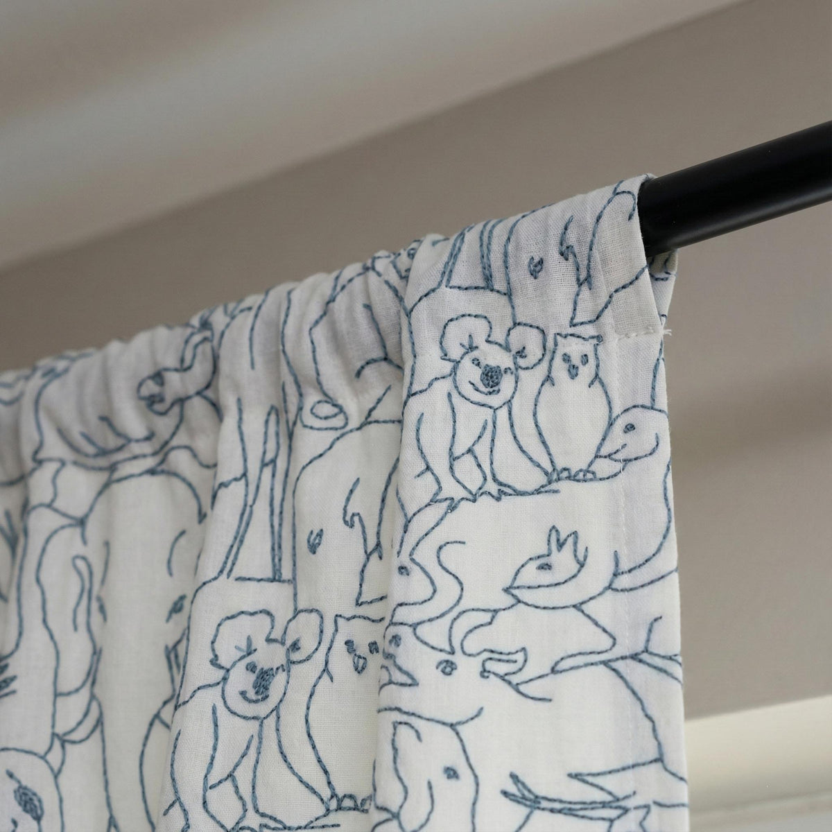 Embroidered Zoo Animal Curtains: Organic Linen Blackout Panels — image 4