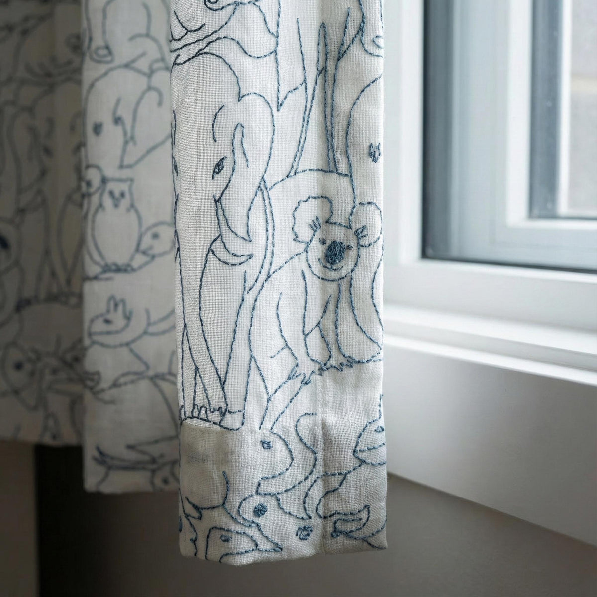 Embroidered Zoo Animal Curtains: Organic Linen Blackout Panels — image 5