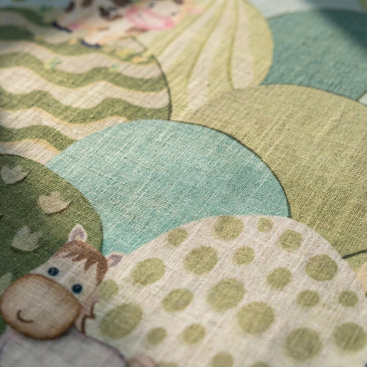 Farm Animal Curtains: Sage & Aqua Hills on Organic Linen — image 7