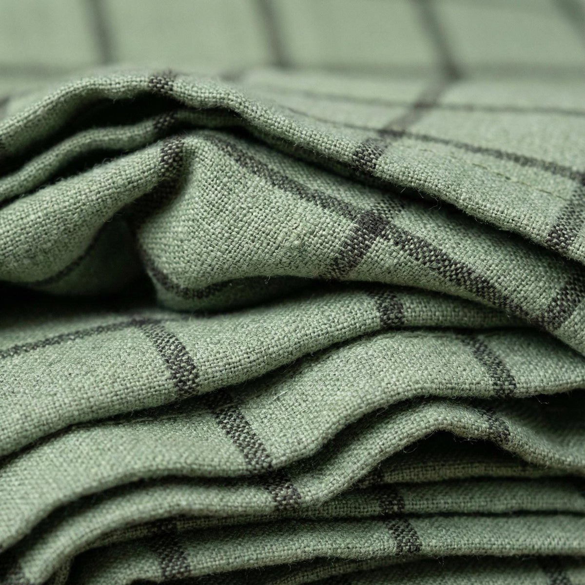 Organic Linen Curtains: Sage Green Windowpane Check (Blackout or Light Filtering) — image 6